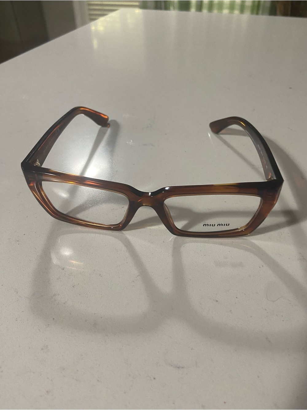 Miu Miu Women's Rectangular Tortoiseshell Optical Glasses - Brown
